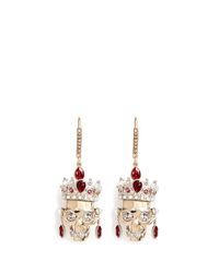 Alexander McQueen | Metallic Swarovski Crystal Royal Skull Earrings | Lyst