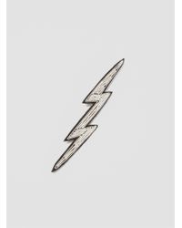 Macon & Lesquoy - Metallic Eclair Silver Lightning Bolt Brooch Silver - Lyst