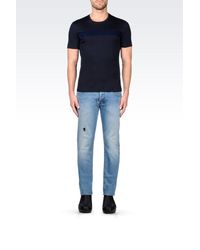 Emporio Armani | Blue T-shirt In Pima Cotton Interlock for Men | Lyst