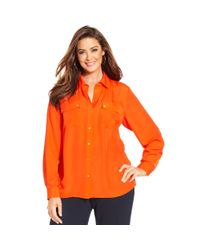 utility jones plus york shirt longsleeve orange
