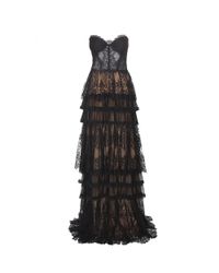 Lyst - Zuhair murad Floor-Length Lace And Tulle Dress in Black