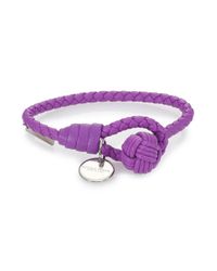 Bottega Veneta | Purple Intrecciato Leather Wrap Bracelet | Lyst