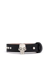 Alexander McQueen | Metallic Skull Leather Stud Bracelet | Lyst