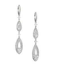 Adriana Orsini | Metallic Athena Long Leverback Earrings/silvertone | Lyst