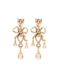 Oscar de la Renta | Metallic Golden Crystal & Russian Gold Bow Earrings | Lyst