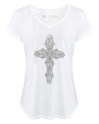 True Religion White Cross Diamante T-shirt