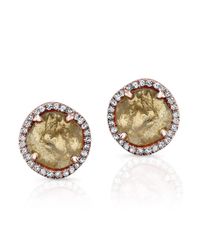 Anne Sisteron | Metallic 14kt Rose Gold Diamond Slice Stud Earrings | Lyst
