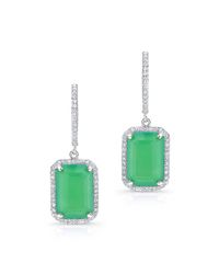 Anne Sisteron - Metallic 14kt White Gold Rectangle Chrysophase Diamond Earrings - Lyst