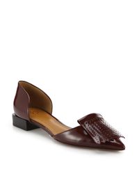 Tory Burch | Purple Hyde Leather Perforated Fringe Flats | Lyst