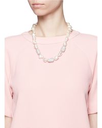Kenneth Jay Lane | White Crystal Pavé Baroque Pearl Necklace | Lyst