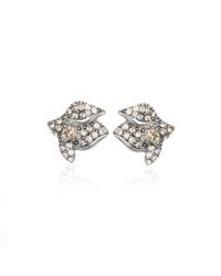 Oscar de la Renta - Metallic Gradient Crystal Flower Button Earrings - Lyst