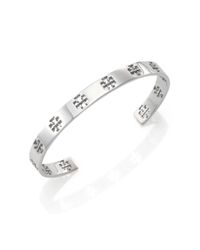 Tory Burch | Metallic Pierced T Cuff Bracelet/Silvertone | Lyst