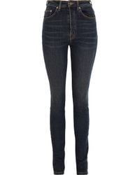Saint laurent Highrise Skinny Jeans in Blue | Lyst