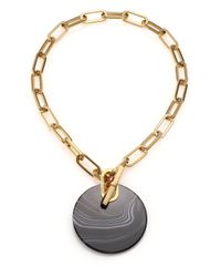 Michael Kors | Cityspace Disc Black Agate Toggle Pendant Necklace | Lyst