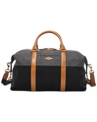 fossil leather weekender bag