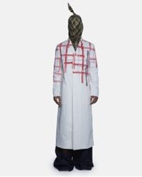 Raf Simons Red Printed Cotton Lab Coat for men