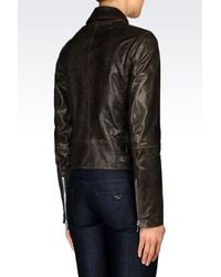 Emporio Armani | Brown Light Leather Jacket | Lyst