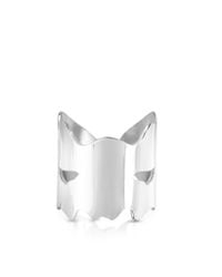 MM6 by Maison Martin Margiela - Metallic Silver Tone Metal Mask Ring - Lyst