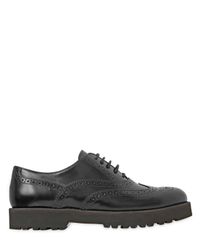 Hogan | Black 20mm Brogue Brushed Leather Oxford Shoes | Lyst