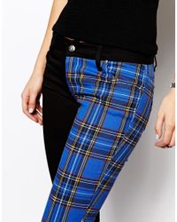 plaid split leg jeans