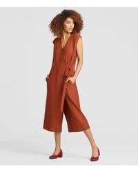 Eileen Fisher Multicolor Lightweight Washable Stretch Crepe Jumpsuit