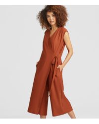 Eileen Fisher Multicolor Lightweight Washable Stretch Crepe Jumpsuit
