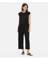 Eileen Fisher Black Jersey Wide-leg Jumpsuit