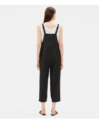Eileen Fisher Black Organic Linen Cropped Jumpsuit