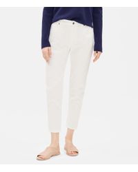 Eileen Fisher White Organic Cotton Tapered Ankle Jean