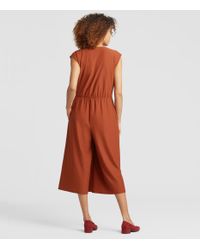 Eileen Fisher Multicolor Lightweight Washable Stretch Crepe Jumpsuit