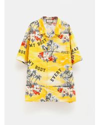 Gucci Printed Cotton Bowling Shirt - Yellow