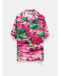 Gucci Viscose Bowling Shirt With Island Print - Pink