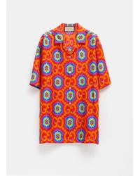 Gucci GG Kaleidoscope Silk Bowling Shirt - Orange