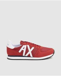 Armani Exchange Red Lace-up Trainers for men