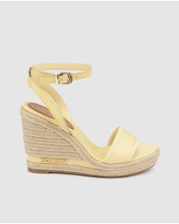 Tommy Hilfiger Yellow Wedge Espadrilles With Crossed Ankle Strap