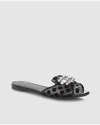 Guess Black Flat Sandals With Gemstone Decoration