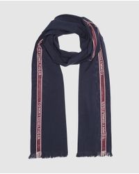 Tommy Hilfiger Navy Blue Cotton Foulard With Red Side Stripe for men