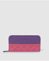 Jo & Mr. Joe Even Large Purple Printed Wallet With Zip And Removable Card Holder