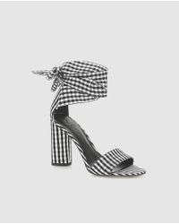Guess Black Gingham Print High-heel Sandals
