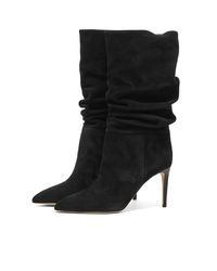 black suede slouch booties