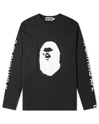 A Bathing Ape Black Long Sleeve Mad Face Wide T-shirt for men