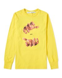 Off-White c/o Virgil Abloh Yellow Long Sleeve Hands Tee for men