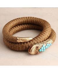 Erica Weiner Multicolor Victorian Coiled Serpent Hair Bangle With Garnets And Turquoise