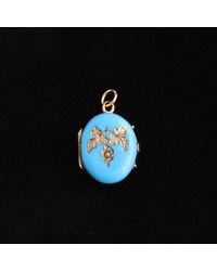 Erica Weiner Multicolor Victorian Blue Enamel And Pearl Locket
