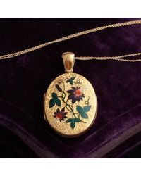 Erica Weiner Multicolor Victorian Gold And Enamel Passion Flower Locket