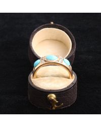Erica Weiner Black Victorian Turquoise And Old Mine Cut Diamond Ring