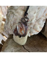 Stone Wind Canyonlands Natural stone copper pendant necklace w/ crazy lace agate on antique copper chain wabi-sabi pendant Boho necklace