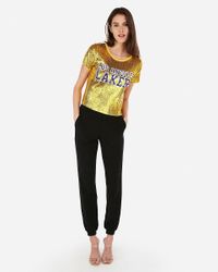 Express Los Angeles Lakers Nba Sequin Tee Gold in Metallic - Lyst