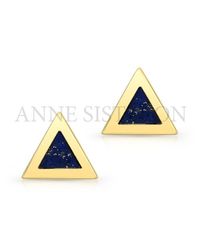 Anne Sisteron - 14Kt Yellow Gold And Lapis Lazuli Triangle Stud Earrings - Lyst