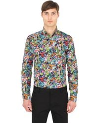 Eton of Sweden Brown Slim Printed Cotton Button Down Shirt for men
